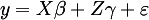 y = X beta + Z gamma + varepsilon